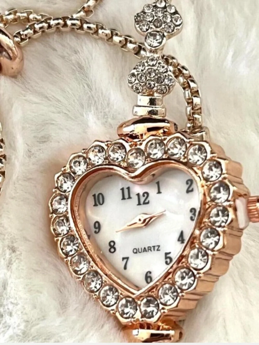 Women's Rose Gold Heart Crystal Bracelet Watch